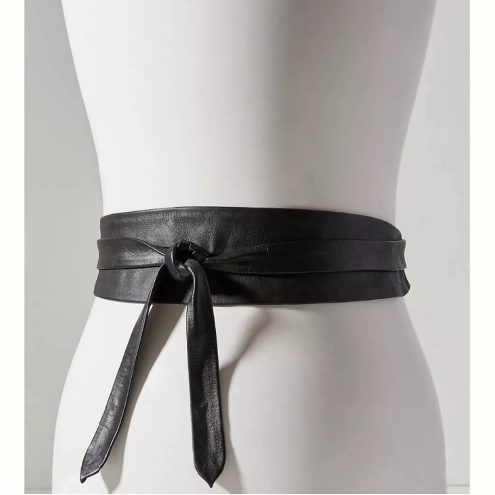 Anthropologie Black Leather Wrap Belt